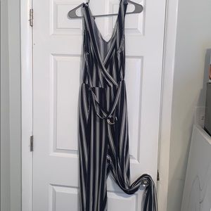 Navy Blue Striped Jumpsuit